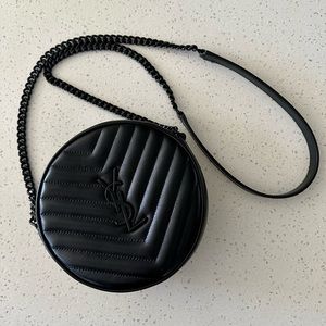 SAINT LAURENT Vinyle Round Camera Crossbody Bag